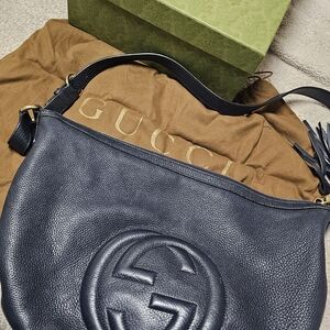 Gucci Navy Leather Shoulder Bag